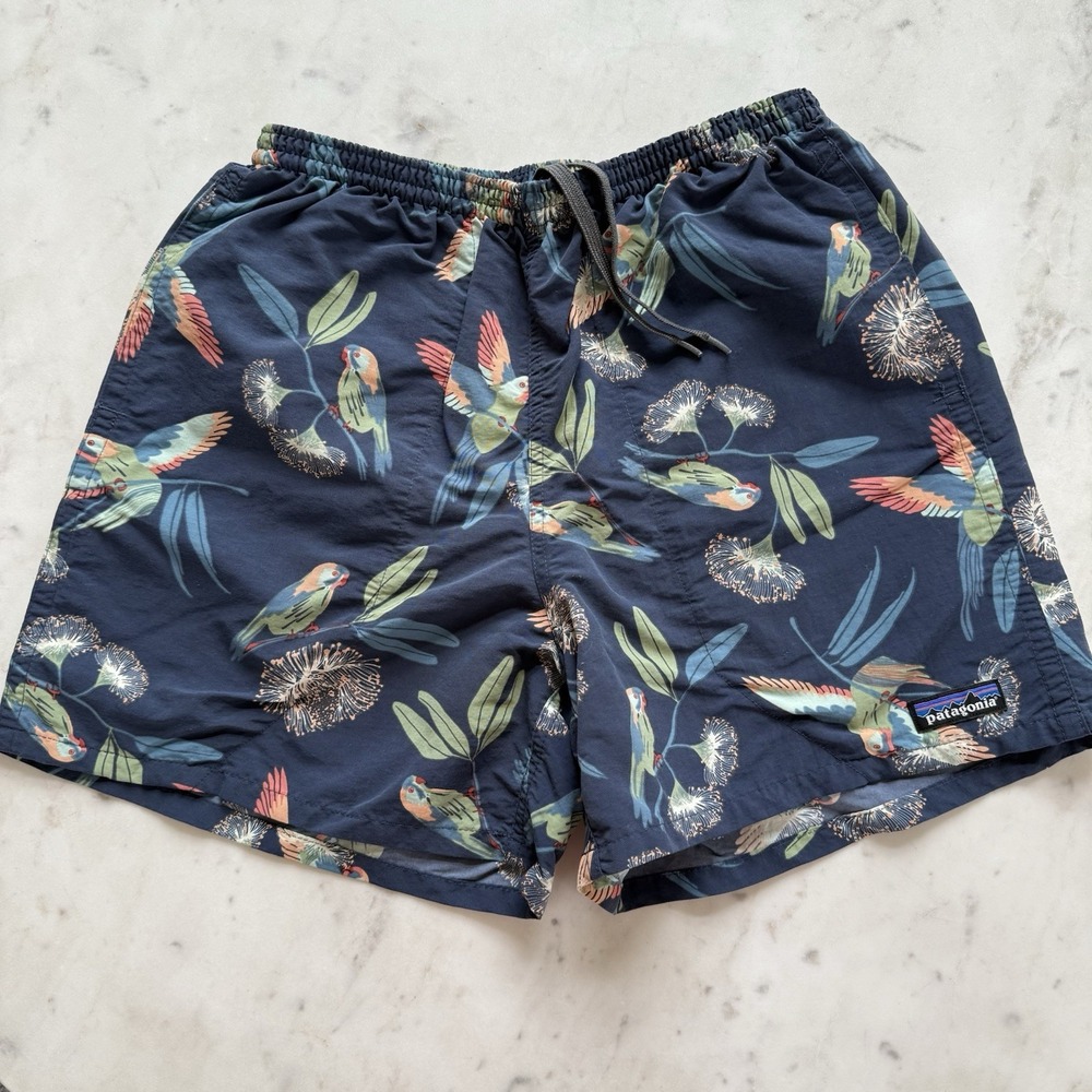 Patagonia Mens S Baggies‎ Swim Trunks Shorts Parrot Pockets Lined 4" White Lotus